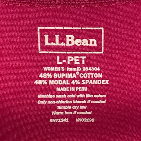 LL Bean Supima Cotton Blend Wrap Blouse Size Petite L Pink Long Sleeve V Neck - Picture 4 of 9